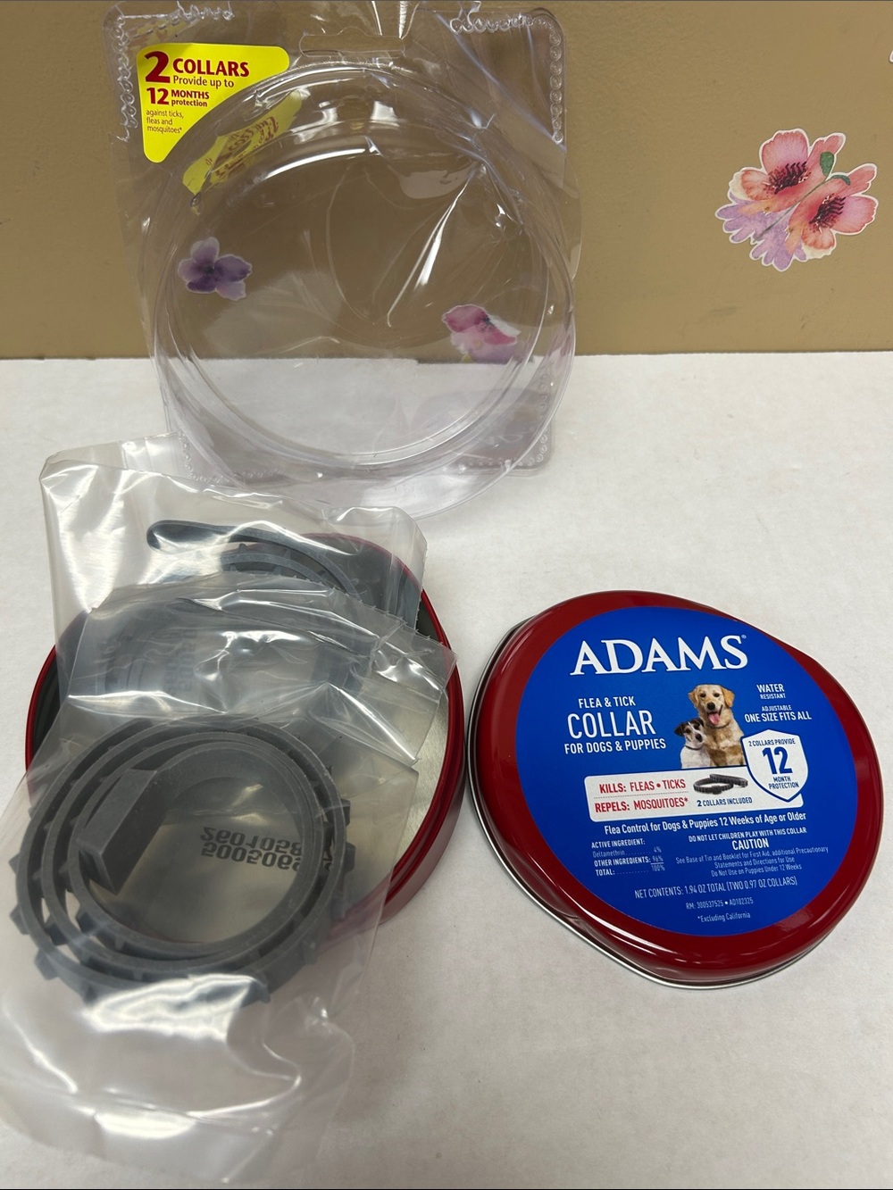ADAMS Flea & Tick Collar for Dogs & Puppies -2 Pack-water resistant-damaged pack